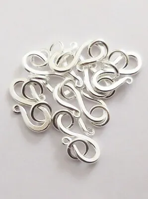 20 Pcs 17X9mm Bali S-Hook Clasp Eye Clasp Sterling Silver Plated   Hj-117 • $6.99