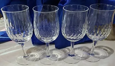 Set Of 4 Vintage Cut Glass 5.5  White Wine Glasses Stemware ♡ Beautiful Design • $37.77