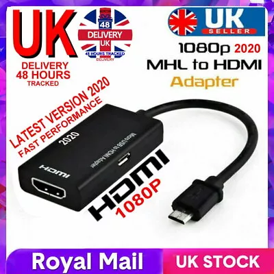 1080P MHL Micro USB 2.0 To HDMI HDTV Cable Adapter For Android Mobile Tablet  • £5.10