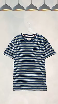 Ex Fat Face Men’s Indigo Stripe Pocket T-Shirt In Blue • £19.50