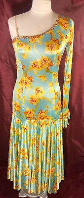 $305 • Buy Smooth - American Ballroom Gown -Floral Gold & Orange - Size: Medium - Pre-owned