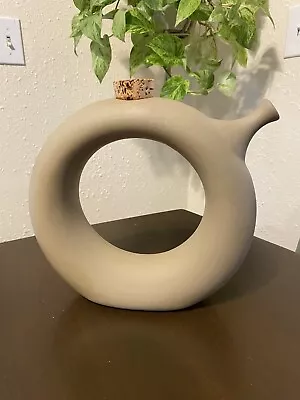 Vintage Hartstone Circular Decanter Round Pottery Ceramic Watering Olive Oil Can • $60