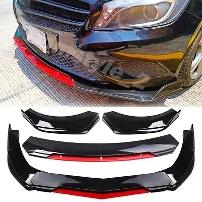 Front Bumper RED Lip Spoiler Splitter For Mercedes-Benz W205 W204 C300 C200 C250 • $94.11