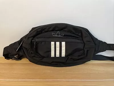 Adidas Fanny Pack Waist Bag Black White Logo Adjustable Strap • $11.99