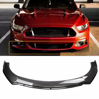 For 2015-2017 Ford Mustang Carbon Fiber Style Front Bumper Lip Spoiler Splitter • $89.99