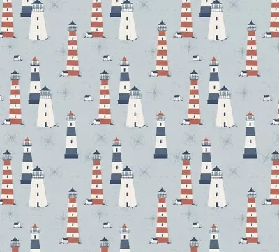 £7.99 • Buy Fryetts Escape Coast Nautical  PVC Fabric WIPE CLEAN Tablecloth Oilcloth