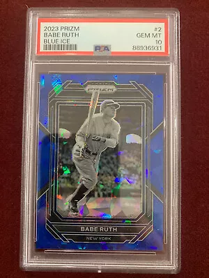 Babe Ruth 2023 Panini Prizm Blue Ice Prizm PSA 10 Gem Mt POP 4 • $59