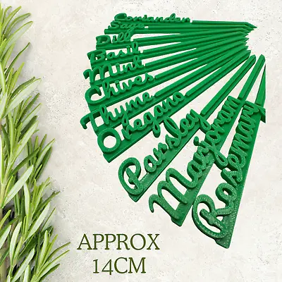 Herb Garden Markers - Set Of 11 Green Plant Markers - 14CM - 3D Plastic • £4.44