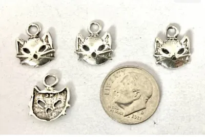 Vintage Sterling Silver Cat Face Charms Pkg Of 4 • $20