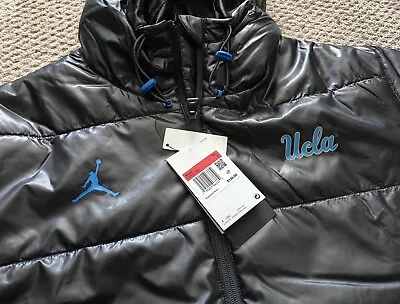 UCLA BRUINS Mens NIKE JORDAN Puffer Sz L Black Hooded NEW Jacket DM9161-060 Coat • $115