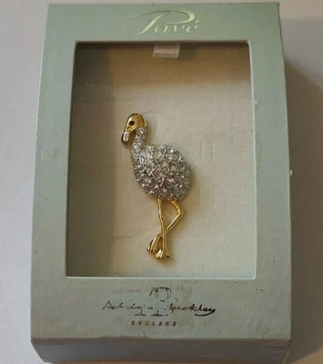 £2.99 • Buy ADRIAN BUCKLEY PAVE - BIRD Pin BROOCH - Gold Tone Crystal Jewellery