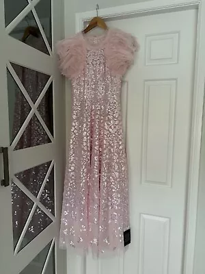 Stunning Needle & Thread Pink Sequin Ankle Gown. Size 8 Brand New Still In Box.  • £450