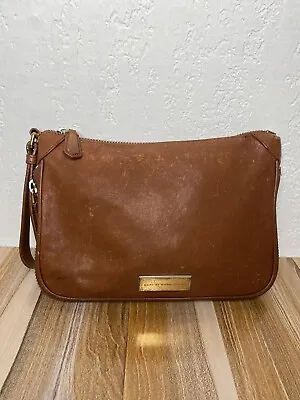 Marc By Marc Jacobs Lamb Leather Classic Q Wristlet Clutch Brown GUC • $60