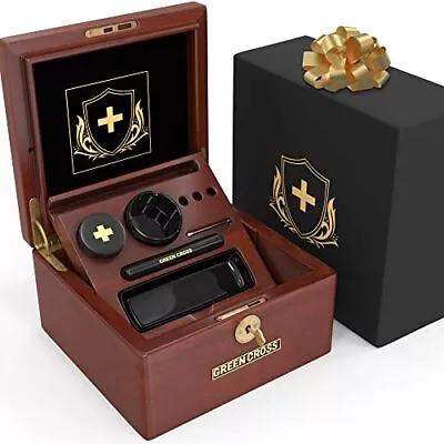 GREEN CROSS Stash Box Decorative Box Lock Box With Key Wooden Box Smell Proof • $80.49