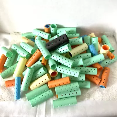 Vintage Plastic Hair Rollers Curlers Lot Of 100+ Pink Aqua Blue Various Sizes • $18.04