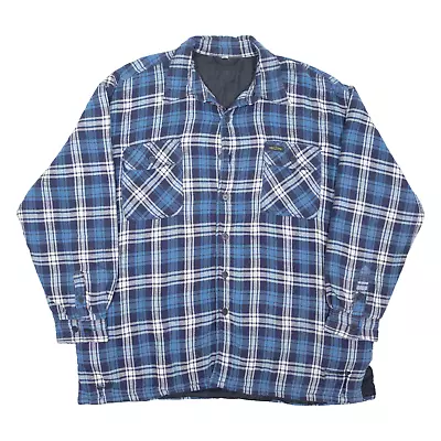 NOBLESSIMO Padded Mens Lumberjack Shirt Blue Plaid Long Sleeve L • £10.99