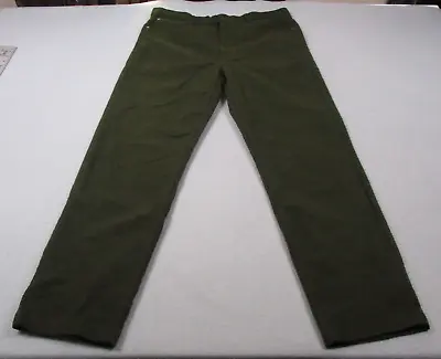 Samuel Windsor Pants Mens 38x33 Green Moleskin Straight Rugged Thick Cotton • $44.99