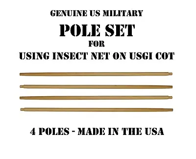 SET Of 4 WOOD POLES FOR MOSQUITO BUG NET INSECT BAR NETTING US MILITARY COT NOS  • $4.95