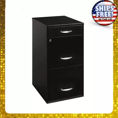 $61.44 • Buy Filing Cabinet 18 W, 3-Drawer Organizer File, Black For Home Office