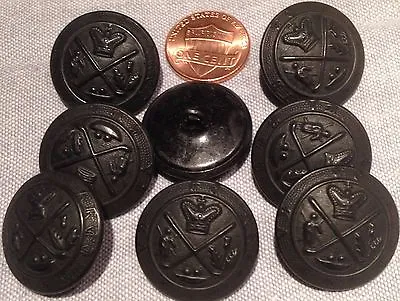 $9.99 • Buy 8 Black Metal Shank Buttons Puffed Hollow Crown Scottish Thistle 7/8  23mm 7470
