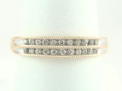 10K Rose Gold Double Row Diamond Milgrain Band Wedding Band Size 7.25 • $195