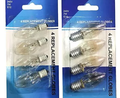 Globes Bulbs 7W 240V E12 E14 Clear Night Light Replacement • $13.49