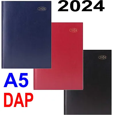 2024 A5 DAP Soft Padded Casebound Diary Gilt-edge Day A Page Office Personal • £8.44