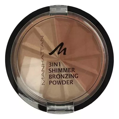 Manhattan 3 In 1 Shimmer Bronzing Powder -001 Gold Shimmer Blush Contour • £4.45