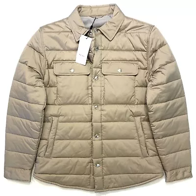 REISS Mens Chasey Light Quilted Puffer Jacket Stone Beige (MSRP $375) • $78.99