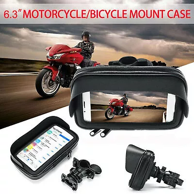 6.3  Waterproof Motorcycle Bike Handlebar Cell Phone GPS Holder Case Bag Mount • $18.38