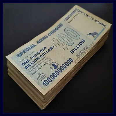 100 X 100 Billion Dollars Zimbabwe Special Agro Cheque 2008 Bundle Authentic COA • $599.99