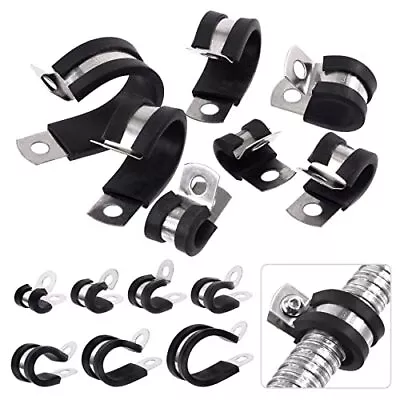 26Pcs 5/8 Inch Cable Clamps 304 Stainless Steel Rubber Cushioned Hose Clamps... • $20.62