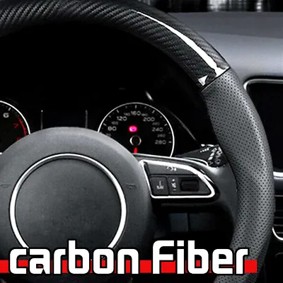 15  Car Steering Wheel Cover Carbon Fiber & PU Leather Universal Stitching Trim • $34.58