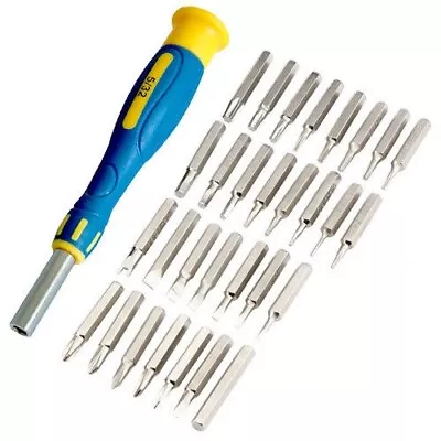 31pc Precision Screwdriver Torx  Phillips Slotted Hex Key Security Bits + Case • £3.10