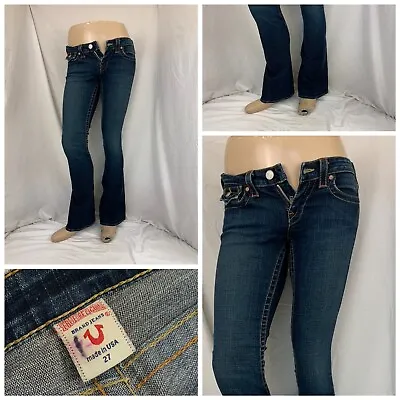 True Religion “Joey” Jeans Sz 27 Dark Cotton Stretch Bootcut EUC YGI T1-150 • $37.89