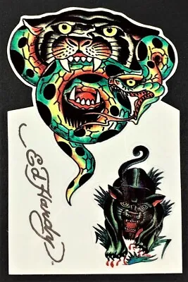 Tiger Snake STICKER W/ Black Hat Cat Decal Artist Ed Hardy Kiss Cut Out Of Print • $7.49