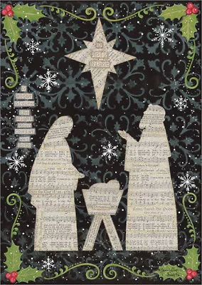 Jesus Mary And Joseph Music Sheets With Glitter Religious Christmas Card • $2.95
