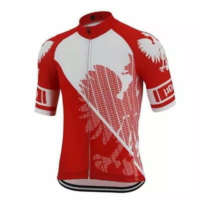 Polish Polska Retro Mens Cycling Jersey Bicycle Jersey Cycling Shirt Bike Jersey • $20.63