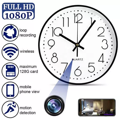 Full HD 1080P WIFI IP Wall Clock Security Camera DVR Motion Detection Nanny Cam • $96.93