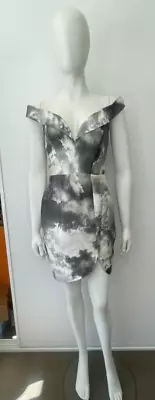 ZIMMERMANN SILK MINI DRESS SIZE 1 Or AU 10 Or US 6 | GREY PRINT • $99.99