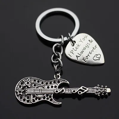 Guitar Rock Stars Music Notes Heart -  I Pick You Always & Forever  Keychain • $6.99