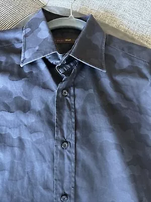 ETRO Men's Gray Camo Long Sleeve Button Down Dress Shirt Size US 15 IT 38 🚀 💥 • $18.50