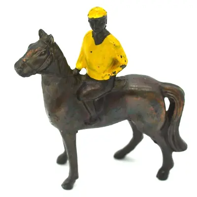 Vintage Metal Bronze Racing Horse Jockey Figurine Americana  Japan Old Toy 3  • $38.50