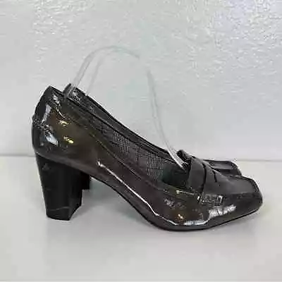 Y2K Mootsies Tootsies Faux Leather Heels Womens Size 9.5 Block Heel Loafers Shoe • $12.49