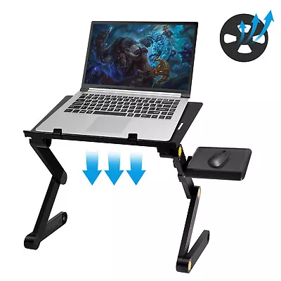 Folding Laptop Desk Table Bed Adjustable Portable Computer Stand Tray Furniture • £22.99