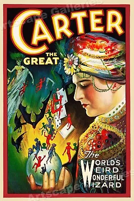  Carter The Great  1920s Classic Vintage Style Magician Poster - 24x36 • $25.95