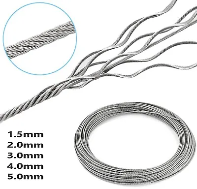 £209 • Buy STAINLESS Steel Wire Rope Cable Rigging 1.5mm 2mm 3mm 4mm 5mm