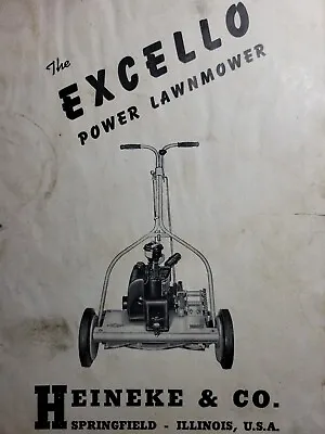 Excello 1949 Walk-Behind Reel Lawn Mower & 5s Engine Owner & Parts (2 Manual S) • $186.74