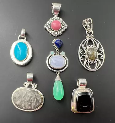 Sterling Silver 925 Modernist Multi-gemstone Pendants Lot • $145