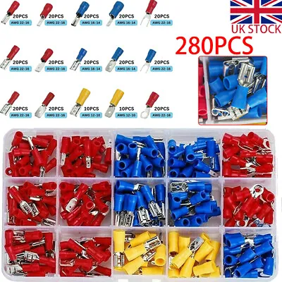 280PCS Car Electrical Wire Terminals Insulated Crimp Connectors Spade Kit Set • £5.69